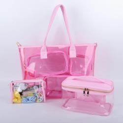 Stock Ladies Fashion Clear Tote Bag Transparency Outdoor Gym Women Shopping Large Summer PVC Clear Handbag