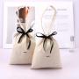 Custom Logo Printing Muslin Cotton Shoe Dust Packaging Drawstring Pouch High Quality Soild Cotton Handle Gift Shopping Bag
