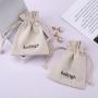 Eco-friendly Recycled 100% Cotton Linen Jewelry Pouch Custom Logo Printed Gift Packing Linen Dust Bag