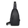 Wholesale Custom PU Leather USB Charging Sport Crossbody Sling Bag Travel Hiking Male Anti-Theft Chest Bag