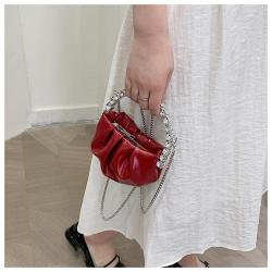 HR614 Women's Dinner Bag Pleated Cloud Diamond Handbag Fashion Wedding Chain Shoulder Party Rhinestone Shiny Evening Clutch Bag
