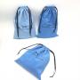 Custom Black Logo Suede Drawstring Microfiber Clothes Hat Packaging Storage Bag Luxury Blue Suede Shopping Bag