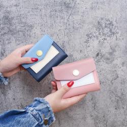 Factory direct new ladies wallet short Korean small tri-fold money clip fashion simple clutch bag leather wallet coin purse