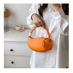 Trendy Lady Designer Bag  2 in 1 PU Leather Pure Color Unique Bean Shape Handbag Fashion Women Purses Zipper Round Bead
