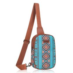 Hot Selling Custom ethnic style pattern PU Leather Patch Single Shoulder Women's Chest Bag Bohemian Crossbody Bag