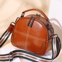 2021 Hot Selling New Designer Women Fashion Small Round Bag Retro Oil Wax Genuine Leather Shoulder Bag Cross Body Messenger Bags