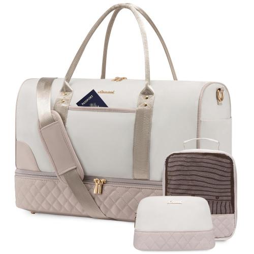LOVEVOOK 3pcs/Set Travel Duffle Bag with Shoe Compartment & Wet Pocket Gym Yoga Duffel Bag Overnight Weekender Bag for Women