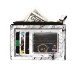 CUIKCA White Marble Leather Wallet Women Travel ID Card Holder Coin Purse Available Credit Card Holder
