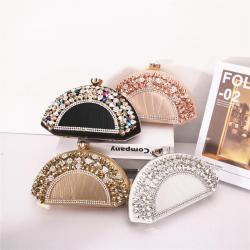 New fan-shaped diamond clip fashion party women's evening bag