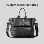 Customize various types of quilted bags winter down handbags fluffy tote bags casual large capacity tote bags handbag for ladies