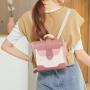 Contrast backpack Mini Backpack Children's Schoolbag Single Shoulder Messenger Bag Zipper Square Button Handbag for Ladies