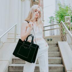 Customized Large Capacity Colorful Eco-Friendly Tote Shopping Bag with Front Pocket and Magnetic Snap Portable Wholesale
