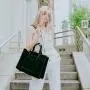 Customized Large Capacity Colorful Eco-Friendly Tote Shopping Bag with Front Pocket and Magnetic Snap Portable Wholesale