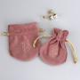 Custom Embroidery Ellipse Velvet Jewelry Earring Necklace Storage Bag Mini Packaging Drawstring Velvet Jewelry Pouch