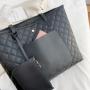 High Quality PU Leather Reusable Large Capacity Shopping Tote Shoulder Bag With Outside Pocket