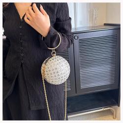 ZR538 New PopularTassel Dinner Clutch Bag Women's Luxury Handheld Banquet Bag Metal Dress Versatile Evening Party Circular Bag