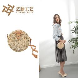 OEM Sac A Main En Rotin Bolsos De Paja Natural Handmade Round Women Rattan Summer Beach Woven Tote Shoulder Bags Bali Indonesia