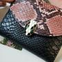 New splicing snake grain leather wallet small wallet female short ladies money clip fashion triple folding coin purse