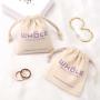 Custom Logo Printed Eco-Friendly Canvas Drawstring Bag Small Natural Reusable Cotton Canvas Gift Jewelry Pouch