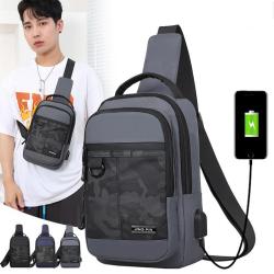 2022 Teenagers Boys Sacoche Homme Walking Sport Fashion Unique Usb Charging Sling Shoulder Chest Bag With Logo