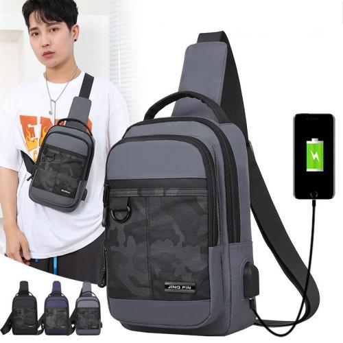 2022 Teenagers Boys Sacoche Homme Walking Sport Fashion Unique Usb Charging Sling Shoulder Chest Bag With Logo