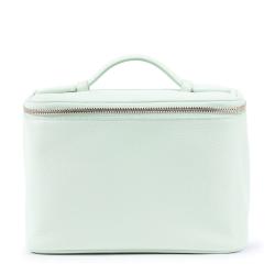 Stock Mint PU Handle Train Case Toiletry Bag With Mesh Pockets Make Up Tools Jewelry Women Bulk Cosmetic Bags