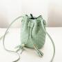 PU Leather Bucket Handbags Fashion Luxury Drawstring Embossed Double Tassels Bucket Shoulder Bags For Women