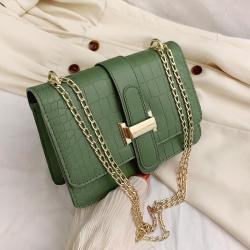 Direct Selling Bags for Women Stone Pu Leather Shoulder Crossbody Bags 2024 New Embossed Solid Color Chain Small Square Bag