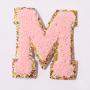 Stock Self Adhesive 3M Backing Neon Pink Multi Color Gold Glitter Trim Alphabet A-Z  Iron Sew on Retro Chenille Embroidery Patch