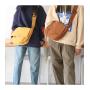 Gelory Korean pure color shoulder bag literary small fresh large capacity canvas diagonal bag cross body bag women