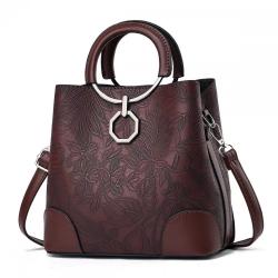 2024 wholesale High Quality glossy women's bags one shoulder crossbody woman PU leather handbags with flower pendant