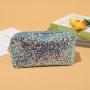 Small Luxury Private Label Fancy Pvc Confetti Glitter Canvas Tote Makeup Case Travel Cosmetic Bags For Woman