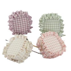 RTS No MOQ Cosmetic Bag Make Up Bag Colorful Gingham Pouch New Product Jewellery Ruffles Bag