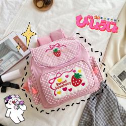 Ins Style Sweet Lady Cute Embroidery Fruit Strawberry Lace Girl Student Backpack