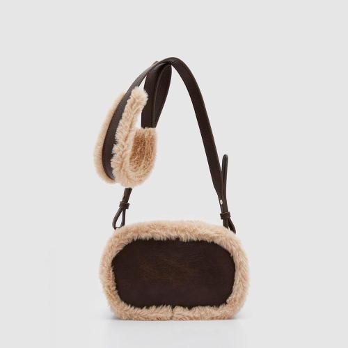 2024 New Trendy Women's Large Pu Leather And Faux Fur Plush Fluffy Soft Handbags Simple Cute Square Crossbody Bags
