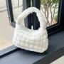 2023 Wholesale New Korean Style Pleated Nylon Hobo Mini Hand Bag Women's Trend Clutch Plaid Macaron Color Puff Cloud Handbag