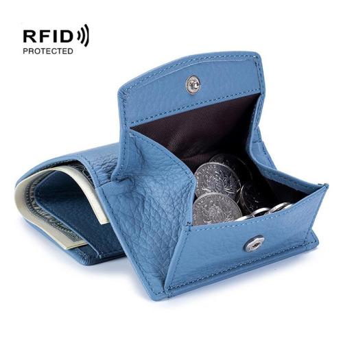 ZWY265 Women RFID Daily Fashion Short Genuine Leather Wallet Solid Color Simple Coin Pouch New Customizable Compact Money Clip
