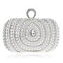 Custom Fashion Womens rhinestone hand bags clutch bridal purse with BIG pearls beads pearl evening party bag sac tendance 2024