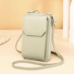 XL118 Imported Long Soft Leather Mini Women's Mobile Phone Bag Korean Shoulder Bag Zip Money Clip Crossbody Bag