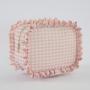 Large Capacity Nylon Travel Makeup Bag Storage bag Custom French Style Gingham Ruffle Cosmedtic Bag Round