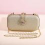 Wholesale popular glitter fabric box clutch bag bling elegant evening bags woman clutches metal chains crossbody bags pochette femme