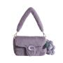 Fresh Sweet Fluffy Handbag 2024 New Women'S Bag Simple Cute Fluffy Solid Color Small Square Bag Shoulder Bag