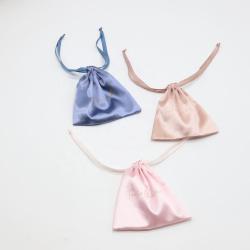 Colorful Custom Logo Printed Gift Pouches Manufacturer Custom Soft Underwear Wig Drawstring Silk Satin Bags