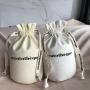 Custom Grosgrain Ribbon Printed Logo Cotton Linen Packaging Bag Eco Friendly Cotton Linen Drawstring Gift Pouch
