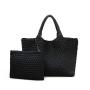 2024 OEM Luxury Designer Vegan Neoprene Tote Bag for Women Handmade Leather Lined Large Handbag with Lace Pattern Custom Logo