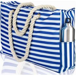 Gelory Special Big Stripe Shoulder Handbags Shopping Bag Beach Handbag New Fashion Canvas Bag Wild Rough Twine Striped Beach Bag