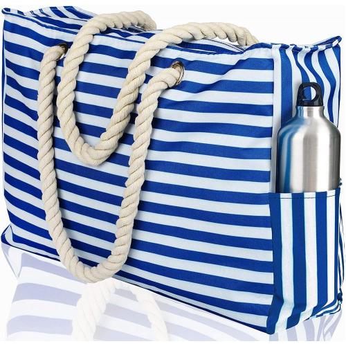 Gelory Special Big Stripe Shoulder Handbags Shopping Bag Beach Handbag New Fashion Canvas Bag Wild Rough Twine Striped Beach Bag