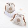 Luxury Branded Herringbone Cotton Drawstring Gift Bag Custom Logo Drawstring Herringbone Cotton Jewelry Pouch