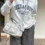 South Korea's new large-capacity shoulder bag female all-match niche retro green ins style Flap soft PU multi-pocket messenger b