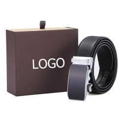 Custom Brand Logo Luxury Vegan Leather Men Belt Automatic Buckle Belts Gift Set For Men